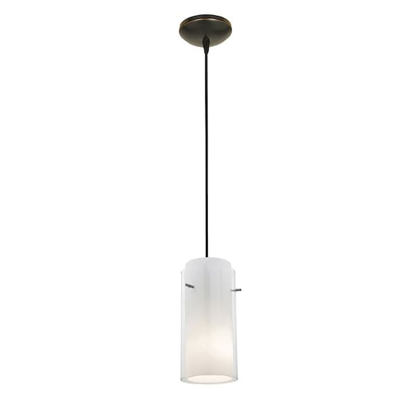 Access Lighting Glassn Glass Cylinder, Pendant, Oil Rubbed Bronze Finish, Clear Opal Glass 28033-1C-ORB/CLOP - main
